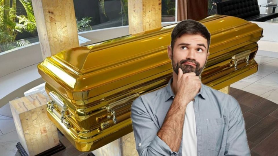 Funerarias Magaña, en Colima, vende ataúdes dorados.